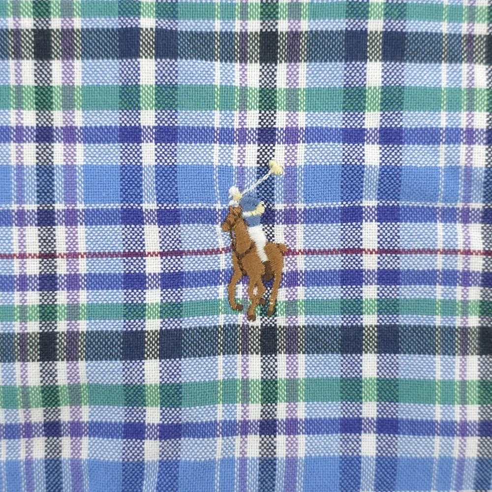 Ralph Lauren Shirt Mens 2XB Cotton Multicolor Plaid Long Sleeve Flesh Pony‎ - Picture 3 of 9